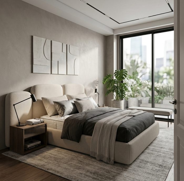 Bianca Curved Modern Leather Platform Smart Bed With LED Light - Image 4