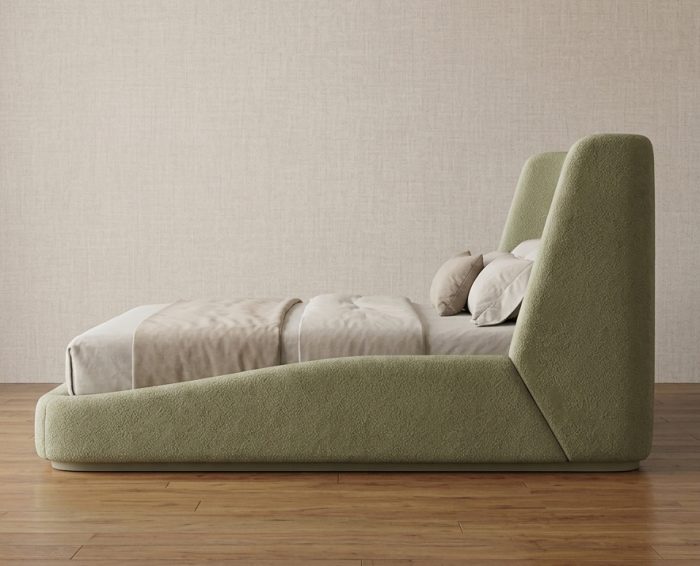 Odin Curved Modern Leather Platform Bed - Image 3